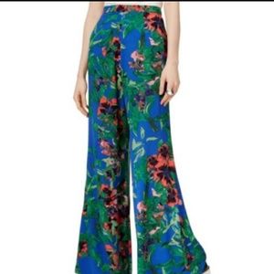 Bold Floral Print Flare Pants